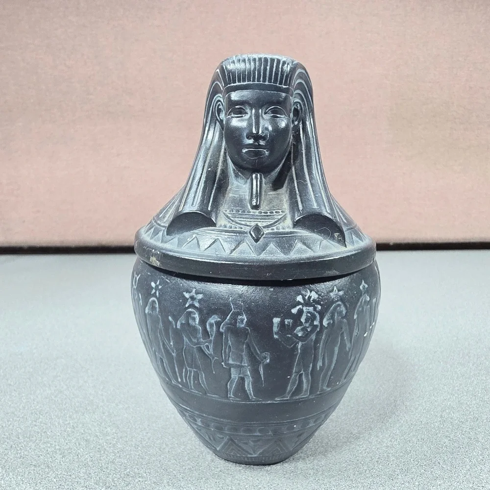 Egyptian Revival Pharaoh Canopic Jar Decor Excellent